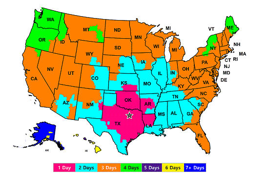 Ground Shipping Estimate map